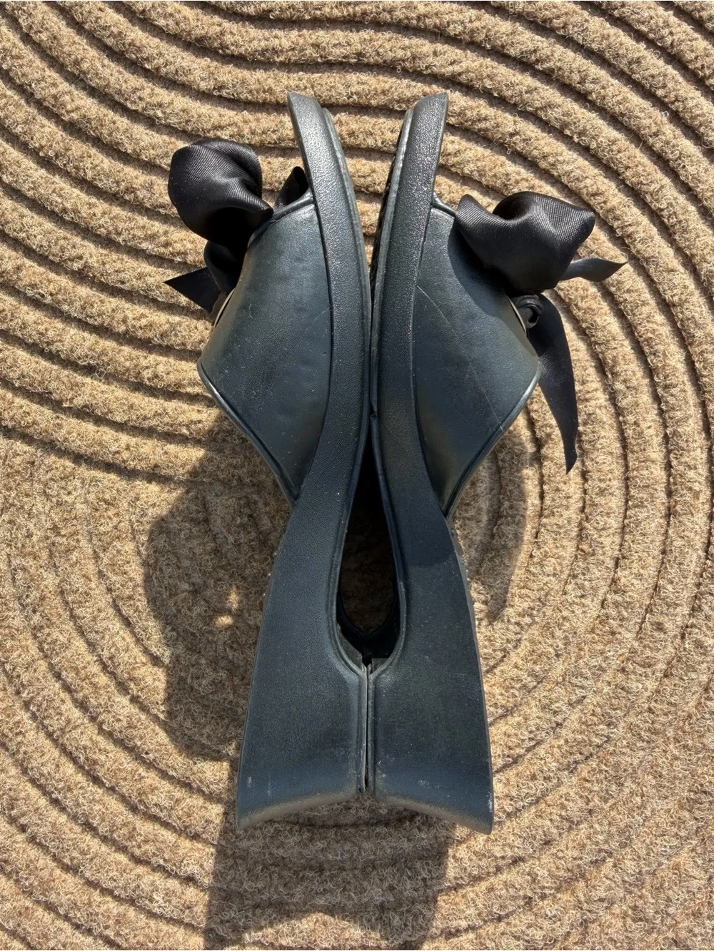 Oka-b Okabashi Women’s Black Ribbon Tie Spa Slide Sandals